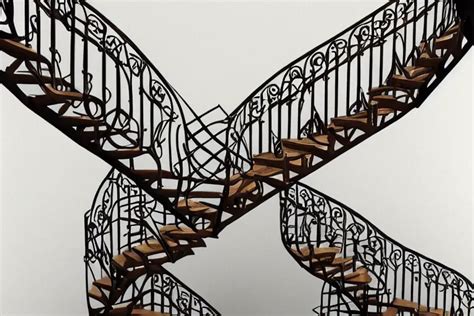 Wrought Iron Staircase Mc Escher Style Organic Art Stable