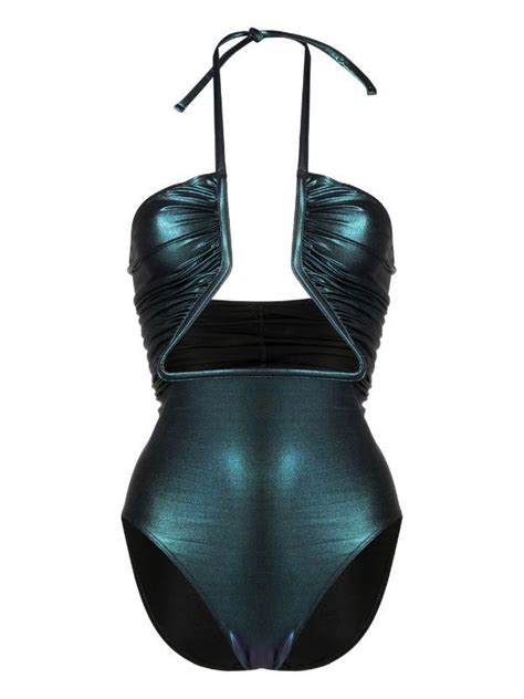 Rick Owens Iridescent Effect Cut Out Swimsuit Farfetch Kadın Kadın