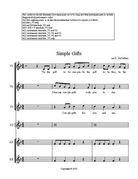 Simple Gifts Part Choral With Orff Accompaniment By Play Sing Create