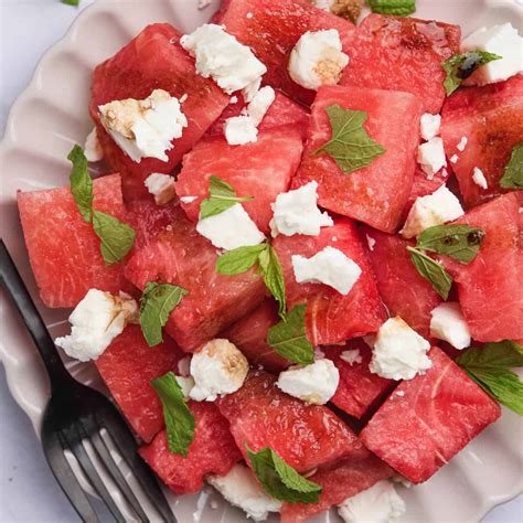 Watermelon Feta Salad With Mint And Balsamic Real Greek Recipes