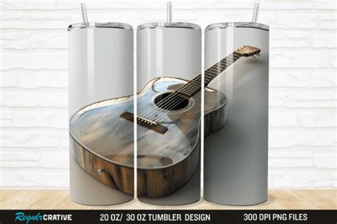 3D Acoustic Guitar 20 30 Oz Tumbler Wrap Graphic By Regulrcrative