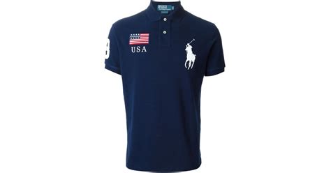 Polo Ralph Lauren Logo Patch Embroidery Polo Shirt In Blue For Men Lyst