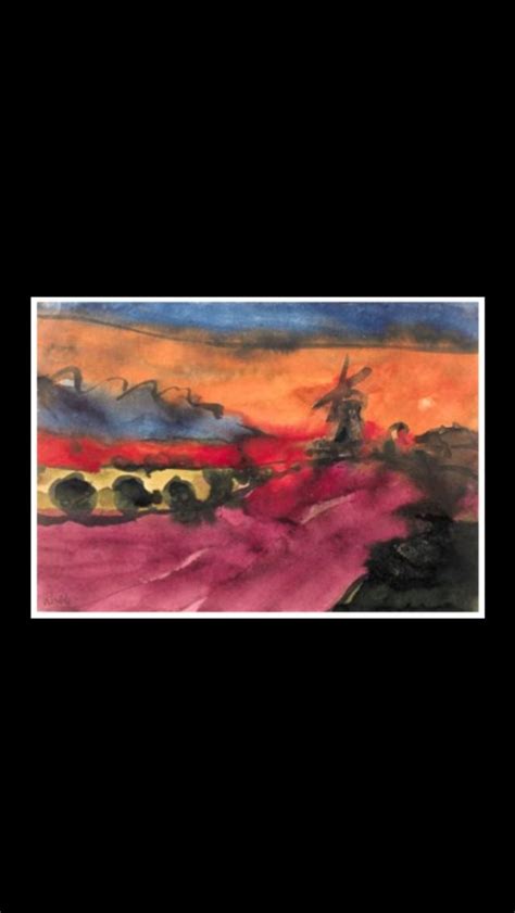 Emil Nolde Marschlandschaft mit Windmühle c 1920 Watercolour on