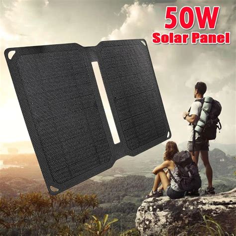 50W ETFE Folding Solar Panel Waterproof Outdoor Hiking Solar Charger