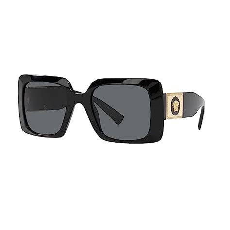 Versace Ve Gb Black Plastic Rectangle Sunglasses Grey Lens