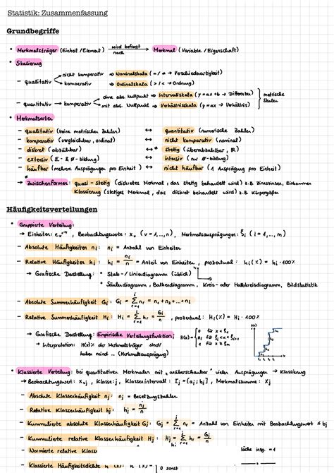 Perfekte Zusammenfassung Statistik Statistik Zusammenfassung