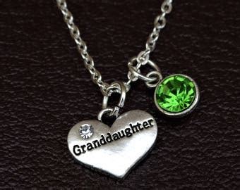 Personalized Granddaughter Necklace With Birthstone and