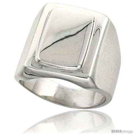 Sterling Silver Large Rectangular Signet Ring Solid Back Handmade