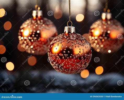 Beautiful Christmas Baubles on Blurred Lights Background, Closeup ...