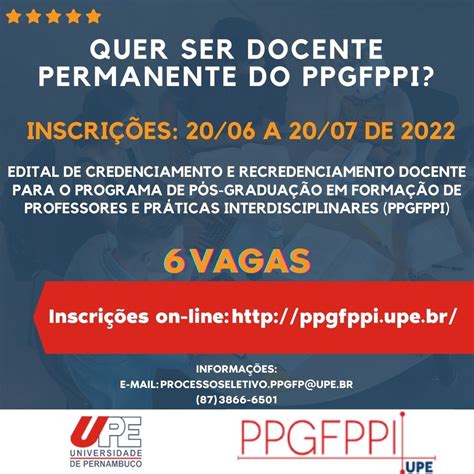 SOMOS UPE EDITAL PPGFPPI 02 2022 CREDENCIAMENTO E RECREDENCIAMENTO