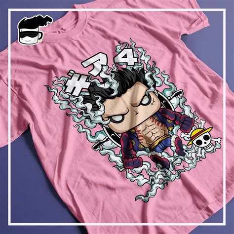 Camiseta One Piece Luffy Gear 4 Funko Unissex Blusa Anime Rosa Shopee