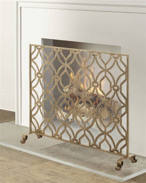 Geometric Design Single Panel Fireplace Screen | Neiman Marcus