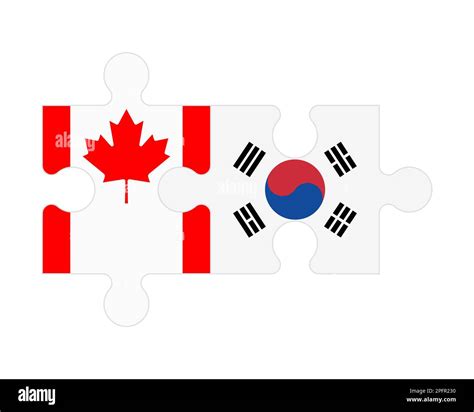 Connected Puzzle Of Flags Of Canada And South Korea Vector Stock