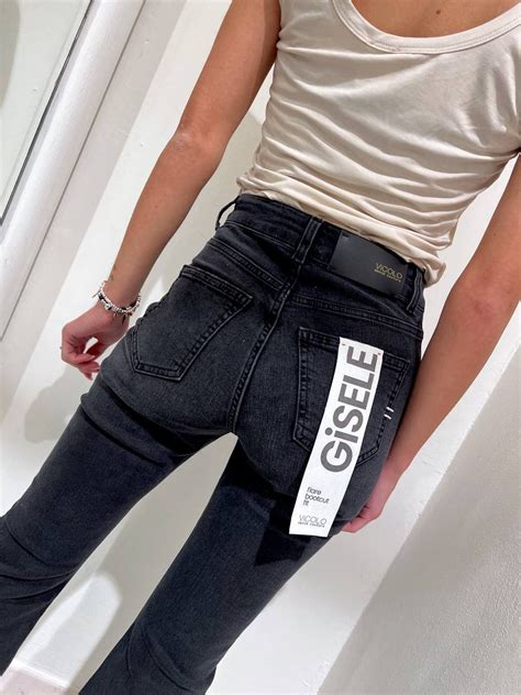 Jeans Gisele Nero Zampetta Sfrangiato Vicolo Scintille Store