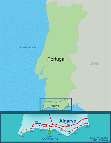 Map of Portugal, showing where Zoomarine is located.... | Download Scientific Diagram