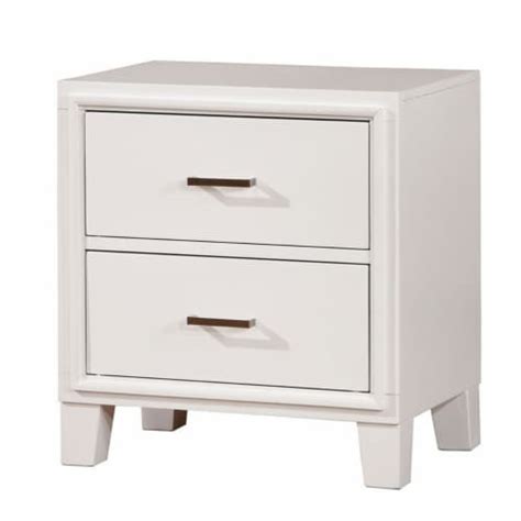 Transitional Solid Wood Night Stand With Drawers White Saltoro Sherpi