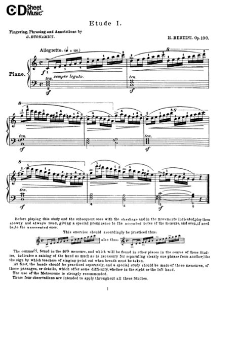 Etude Music Sheet printable pdf download