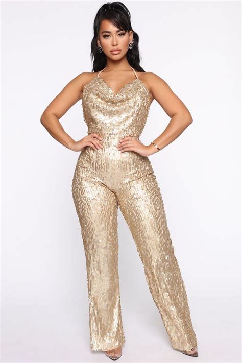 To The Beat Sequin Jumpsuit Gold In 2020 Backless Lace Wedding Dress Sequin Jumpsuit Fashion