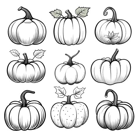 Halloween Pumpkins Line Art Drawing, Pumpkin Drawing, Halloween Drawing ...