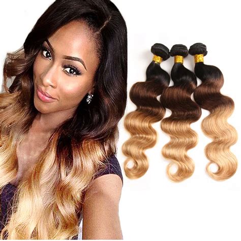 Ombre Brazilian Body Wave Hair Weave Bundles 1b427 3 Tone Ombre Human