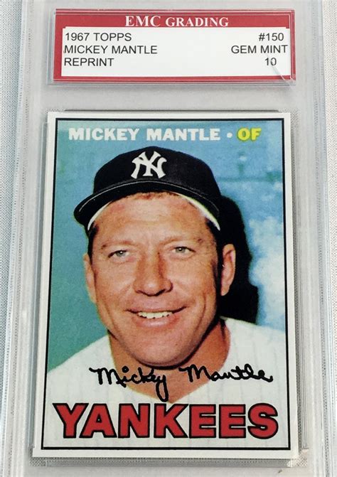 Lot 1967 Topps Reprint 150 Mickey Mantle Baseball Card Gem Mint 10