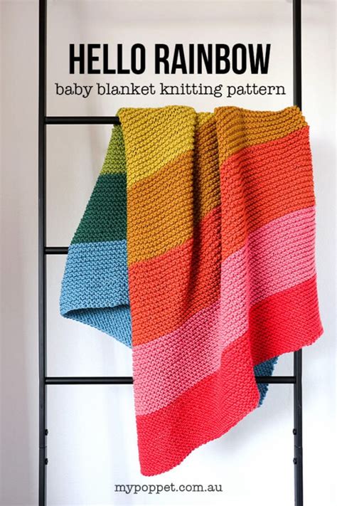 Rainbow Baby Blanket Knitting Pattern My Poppet Makes