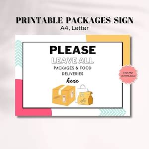 Printable Package Area Sign Please Leave Packages And Food Deliveries