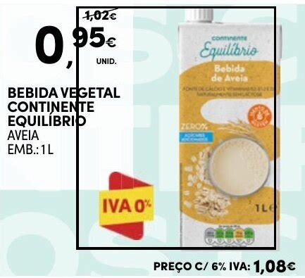 Promo O Bebida Vegetal Continente Equilibrio Aveia Emb L Em Continente