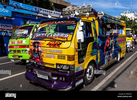 Colourful Public Transport In Cebu City Cebu The Philippines Stock