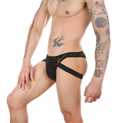 Men Lace Perspective Jockstrap Double Thong Gays Low Waist Sexy