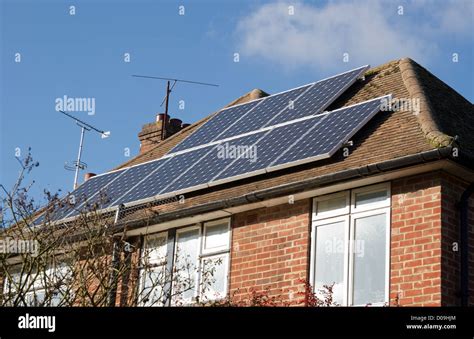 Solar Panels On Modern Council House Roof Stock Photo Alamy