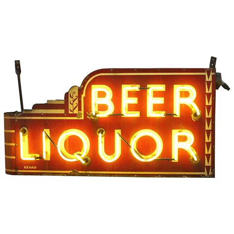 Rare Art Deco Double Sided Yellow Neon Sign Beer Liquor At 1stdibs