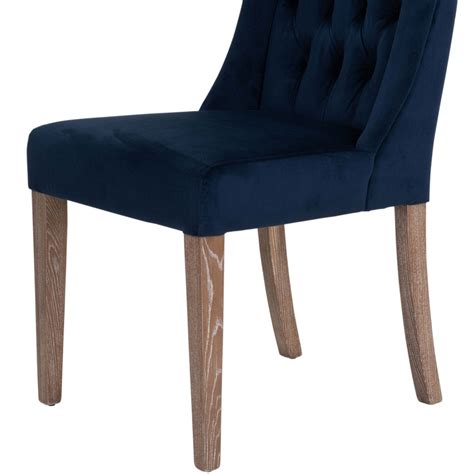 Buttonback Dining Chair Chesterfield Style Navy Blue Velvet Libra