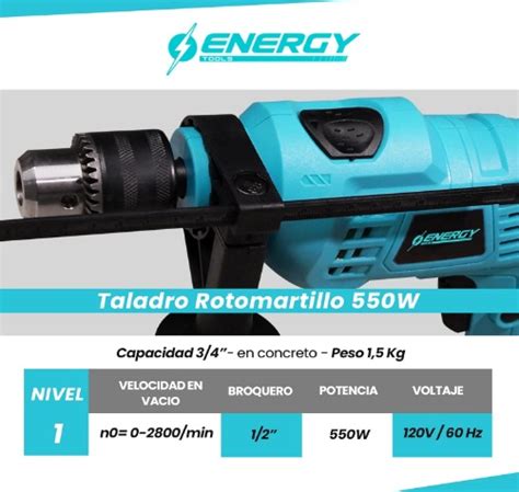 Taladro Percutor 550 W Marca Energy Luegopago