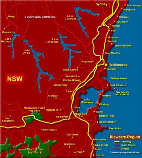 Illawarra and Wollongong Map, NSW