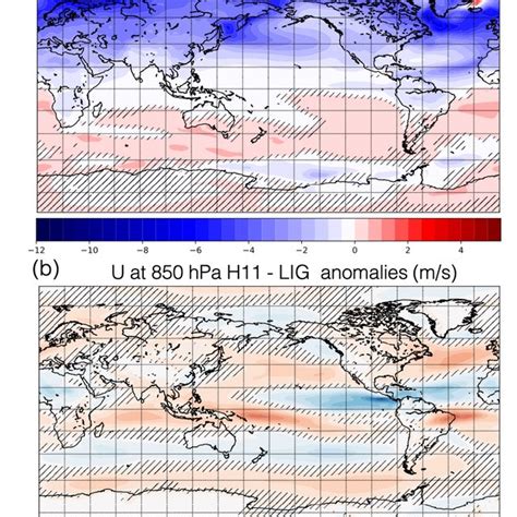 H Lig Surface Air Temperature Sat Anomalies A And Zonal Mean U