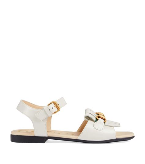 Gucci Kids white Leather Horsebit Sandals | Harrods UK