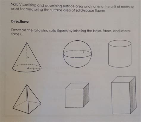 Solved Skill Visualizing And Describing Surface Area And Naming The