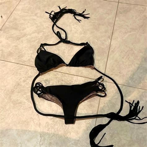 Acacia Black Bikini Nwot Gem