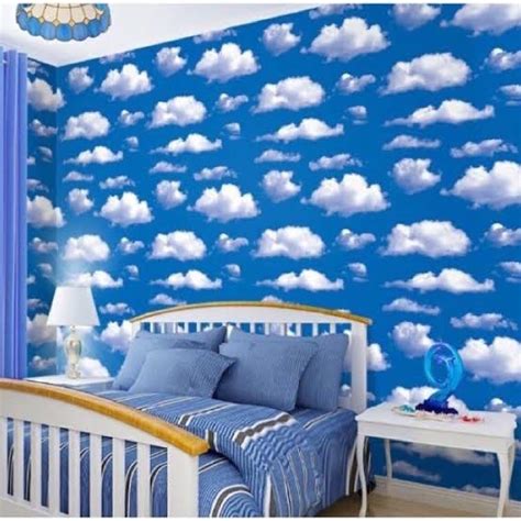 Jual WALLPAPER DINDING MOTIF AWAN BIRU TUA MOTIF TERBARU MEWAH