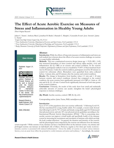 Pdf The Effect Of Acute Aerobic Exercise On Measures Of Stress And