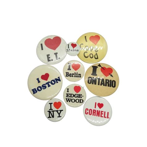 Vintage I Heart Pinback Buttons Novelty Pins You Choose Genuine Vintage