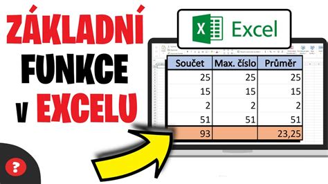 Jak na ZÁKLADNÍ FUNKCE v EXCELU Návod Základy Excelu Suma Součet