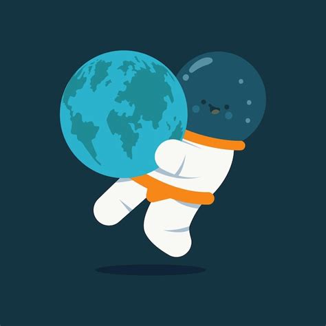 Premium Vector | Astronaut with earth planet vector cartoon character