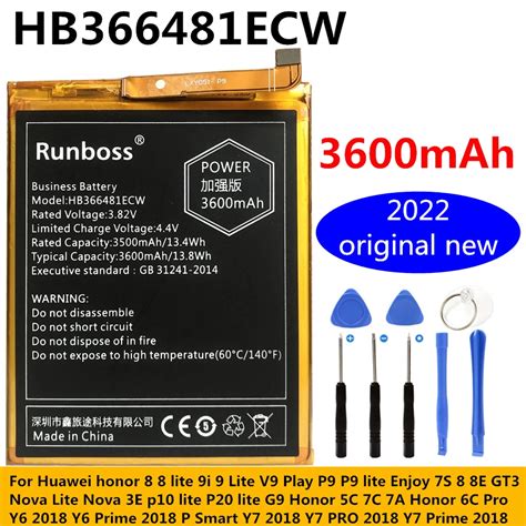 Batería HB366481ECW Real de 3600mAh para Huawei GR3 2017 Honor 8 9 Lite