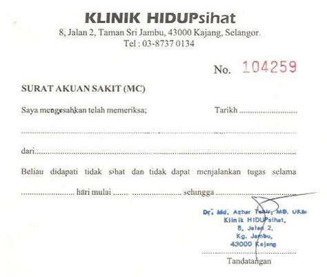 Contoh Surat Doktor Cuti Kuarantin Permohonan Cuti Kuarantin 5 Hari