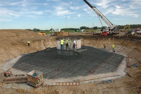 Base Of Wind Turbine Foundation Concrete And Steel Offshore Wind