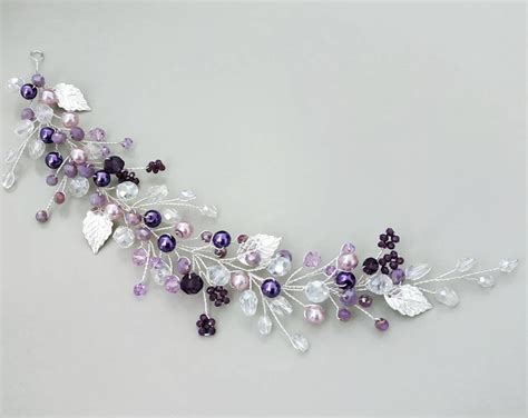 Bridal Hair Vine Purple Hair Piece Purple Wedding Hair Piece Etsy