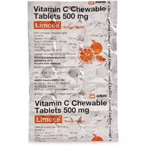 Limcee 500 Mg Tablet Vitamin C Chewable Tablet Abbott Health Care