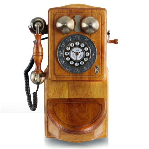 Pyle Prt45 Retro Antique Country Wall Mounted Corded Telephone Wood